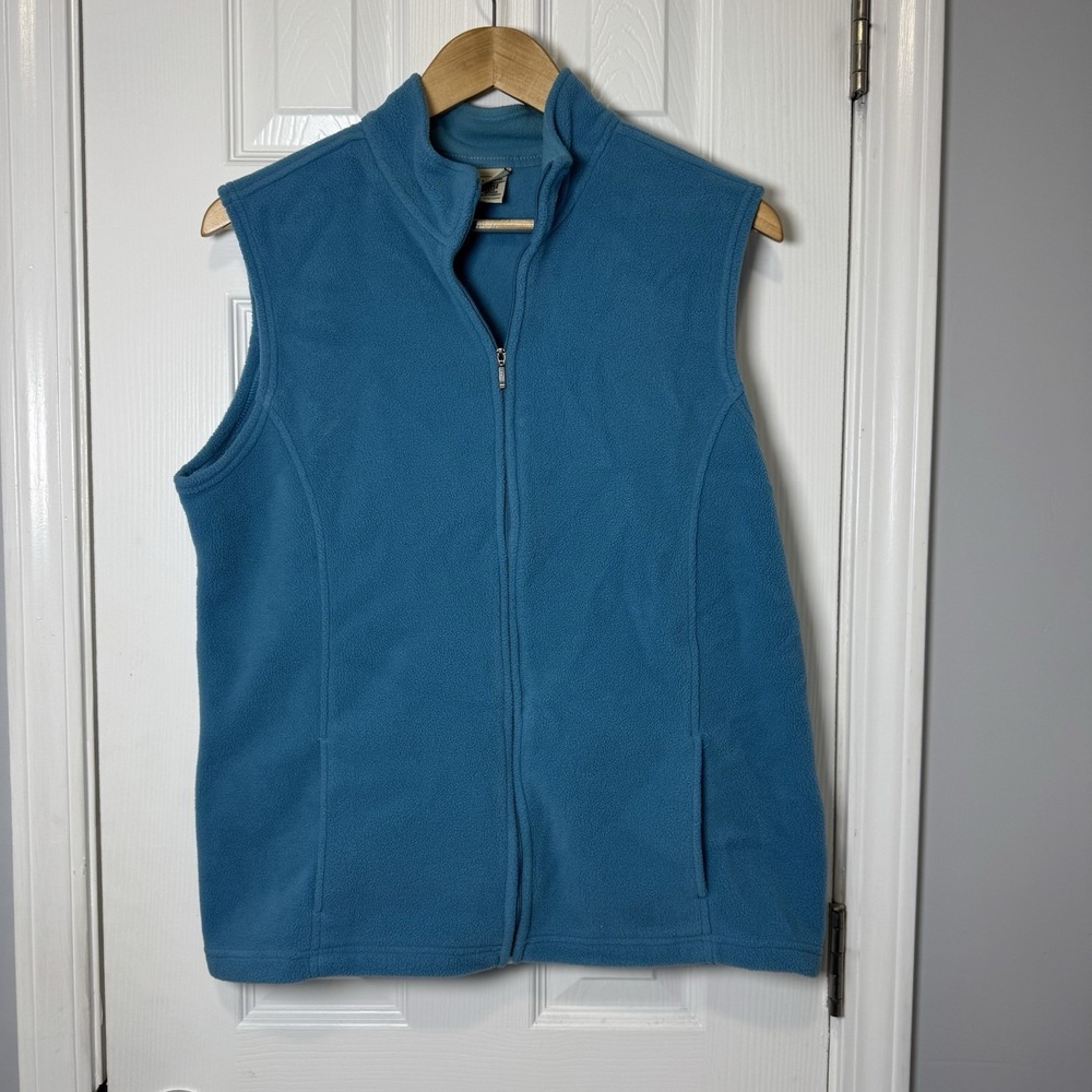LL Bean Women's Polartec Blue Fleece Zip Front‎ Winter Vest XL